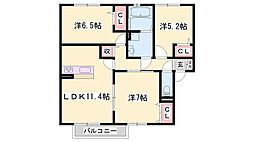 オーハマヴィラ 3LDKの間取図画像