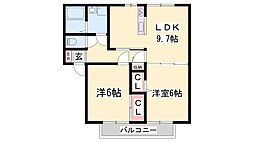 ソレーユ北条A棟 2LDKの間取図画像