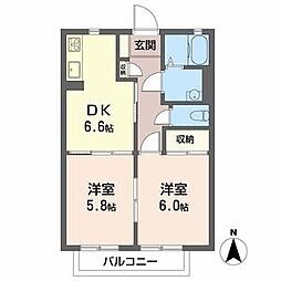 ウイングコートA 2DKの間取図画像