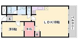 グローバル高田 1LDKの間取図画像