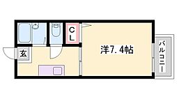 ハイツフラーリシュ2 1Kの間取図画像