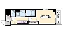 ジュエル3 1Kの間取図画像