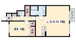 ラインハイト 1LDKの間取図画像