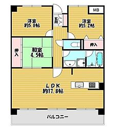 朝日プラザ東今宿 3LDKの間取図画像