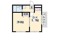 サンパレス21姫路 1DKの間取図画像