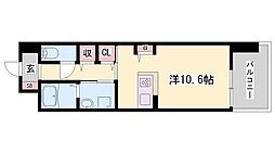 クレール姫路 ワンルームの間取図画像