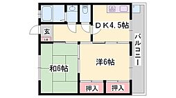 龍野ハイツ 2DKの間取図画像