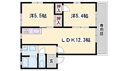 フレグランス東保 2LDKの間取図画像