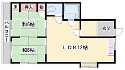 日経マンション 2LDKの間取図画像