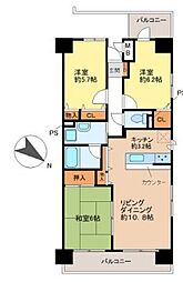 ラヴィーヌ砥堀 3LDKの間取図画像