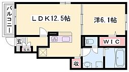 シャルマンヴィレッジB 1LDKの間取図画像