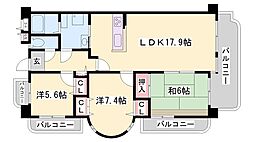 田寺グランドヒルズ 3LDKの間取図画像