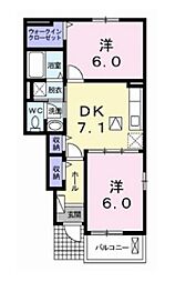 ムックインアサカ2 2DKの間取図画像