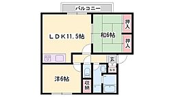 サンリジェールA棟 2LDKの間取図画像