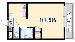 クラージュ保城 ワンルームの間取図画像