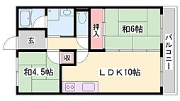 コーポ白浜 2LDKの間取図画像
