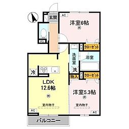 casa bianca 2LDKの間取図画像