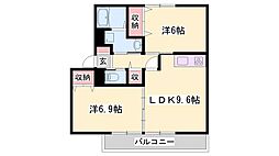 ボナール上の丸A 2LDKの間取図画像