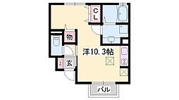 カーサドマーニ ワンルームの間取図画像
