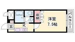 ワン・ピース2 1Kの間取図画像