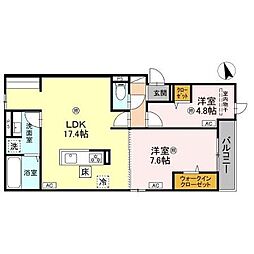 D's北条宮の町 2LDKの間取図画像