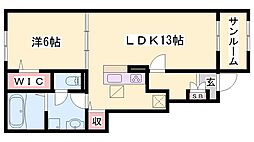 スピカ 1階1LDKの間取り