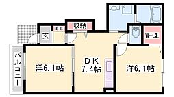 グランツメゾン2 2DKの間取図画像
