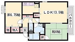 パームコート 1階2LDKの間取り