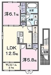 モルゲン・チェーロ 1階2LDKの間取り