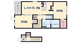プレジール 2階2LDKの間取り