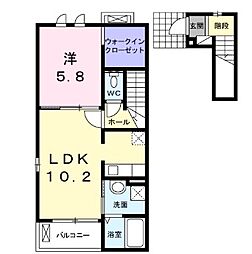 フィオーレ西庄B棟 1LDKの間取図画像