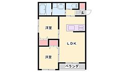 Kレジデンス御旅 1階2LDKの間取り
