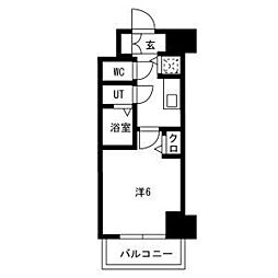 プレサンス心斎橋ブライト 13階1Kの間取り