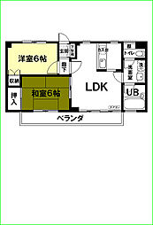 アーバニズムＭ１０ 1階2LDKの間取り