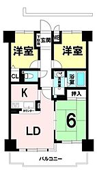 セザール第2細畑 3LDKの間取図画像