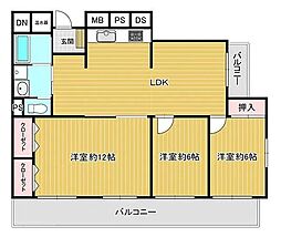 城西オークマンション 3LDKの間取り