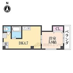 森田マンション 4階1DKの間取り