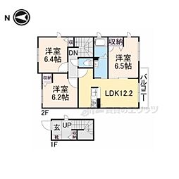 近鉄大阪線 桜井駅 徒歩7分の賃貸アパート 2階3LDKの間取り