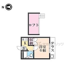 大和高田第19マンション 2階1Kの間取り