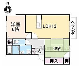 パセオみささぎ　Ｂ棟 2階2LDKの間取り