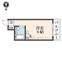 近鉄南大阪線 高田市駅 徒歩6分の賃貸マンション 4階ワンルームの間取り
