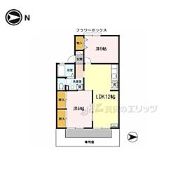 近鉄御所線 近鉄新庄駅 徒歩11分の賃貸アパート 1階2LDKの間取り