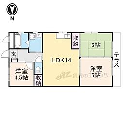 近鉄御所線 忍海駅 徒歩6分の賃貸アパート 1階3LDKの間取り