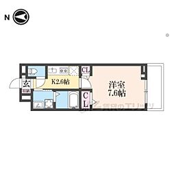 近鉄橿原線 八木西口駅 徒歩10分の賃貸アパート 1階1Kの間取り
