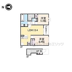 カーサ・リンドペローII 2階2LDKの間取り