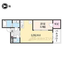 近鉄橿原線 近鉄郡山駅 徒歩7分の賃貸アパート 2階1LDKの間取り