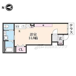 ヴィレッタ2 1階ワンルームの間取り