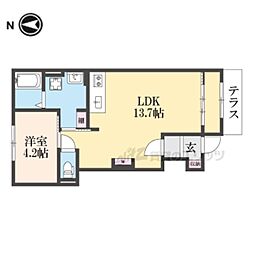 ヴィレッタ2 1階1LDKの間取り