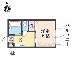 JR和歌山線 高田駅 徒歩7分の賃貸アパート 2階1Kの間取り