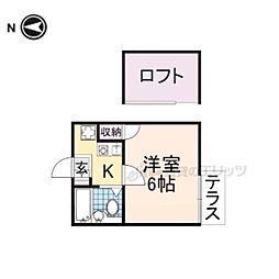 橿原神宮第5マンション 2階1Kの間取り